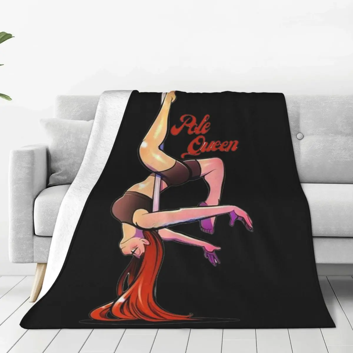 Pole Dance Queen Pole Dance Red Hair Ginger Blankets Flannel Throw Blanket Bedding for Bed Living room Picnic Travel Home Sofa