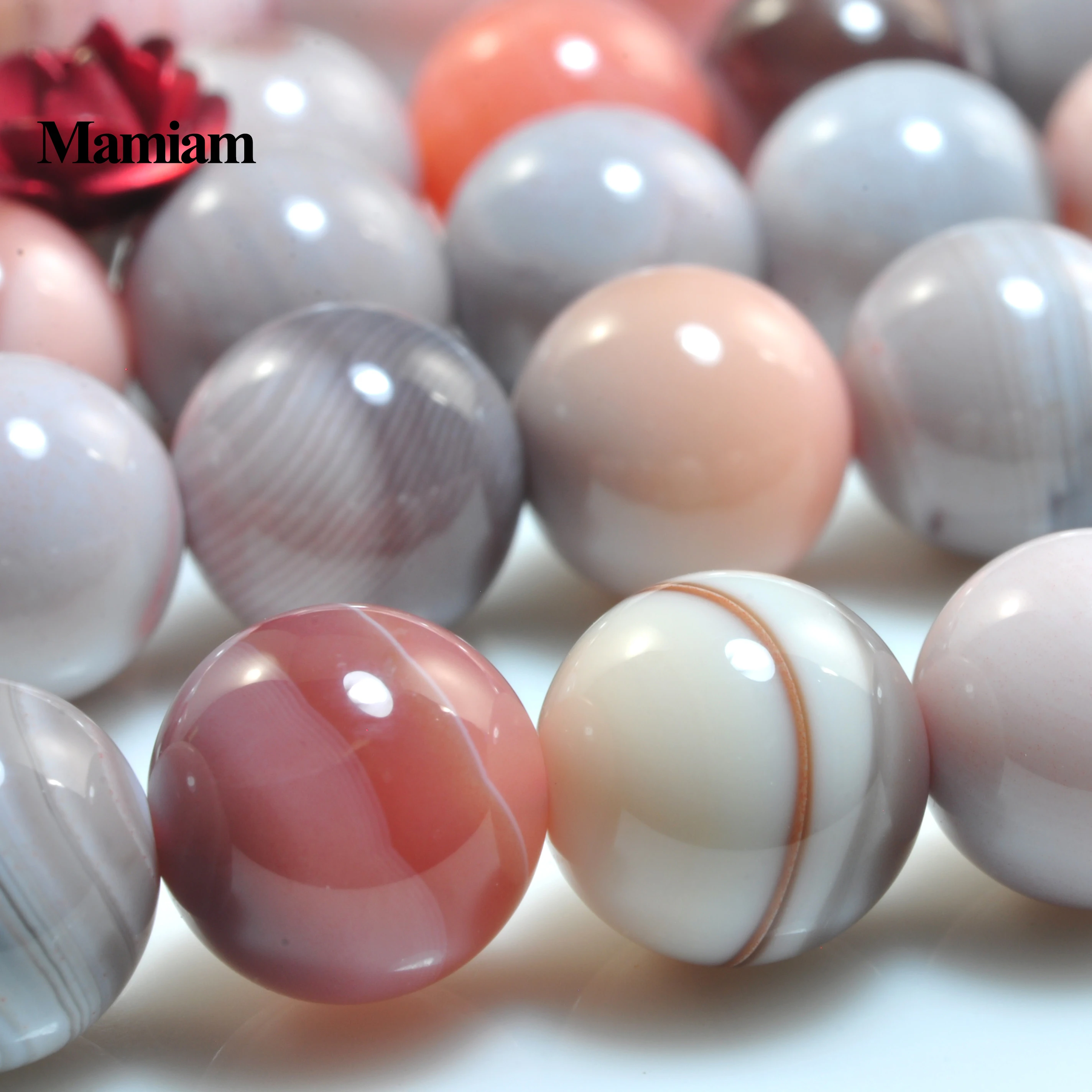 Mamiam Natural Pink Botswana Agate Beads Round Smooth Stone Jewelry Making  Gemstone Diy Bracelet Necklace Gift Design