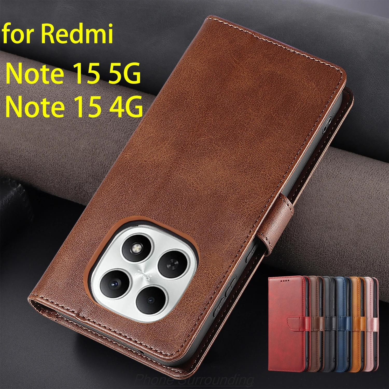 

Кожаный чехол-бумажник с откидной крышкой для Xiaomi Redmi Note 15 4G/Note15 5G, сумки для телефона из искусственной кожи, кобура Capa Fundas Coque