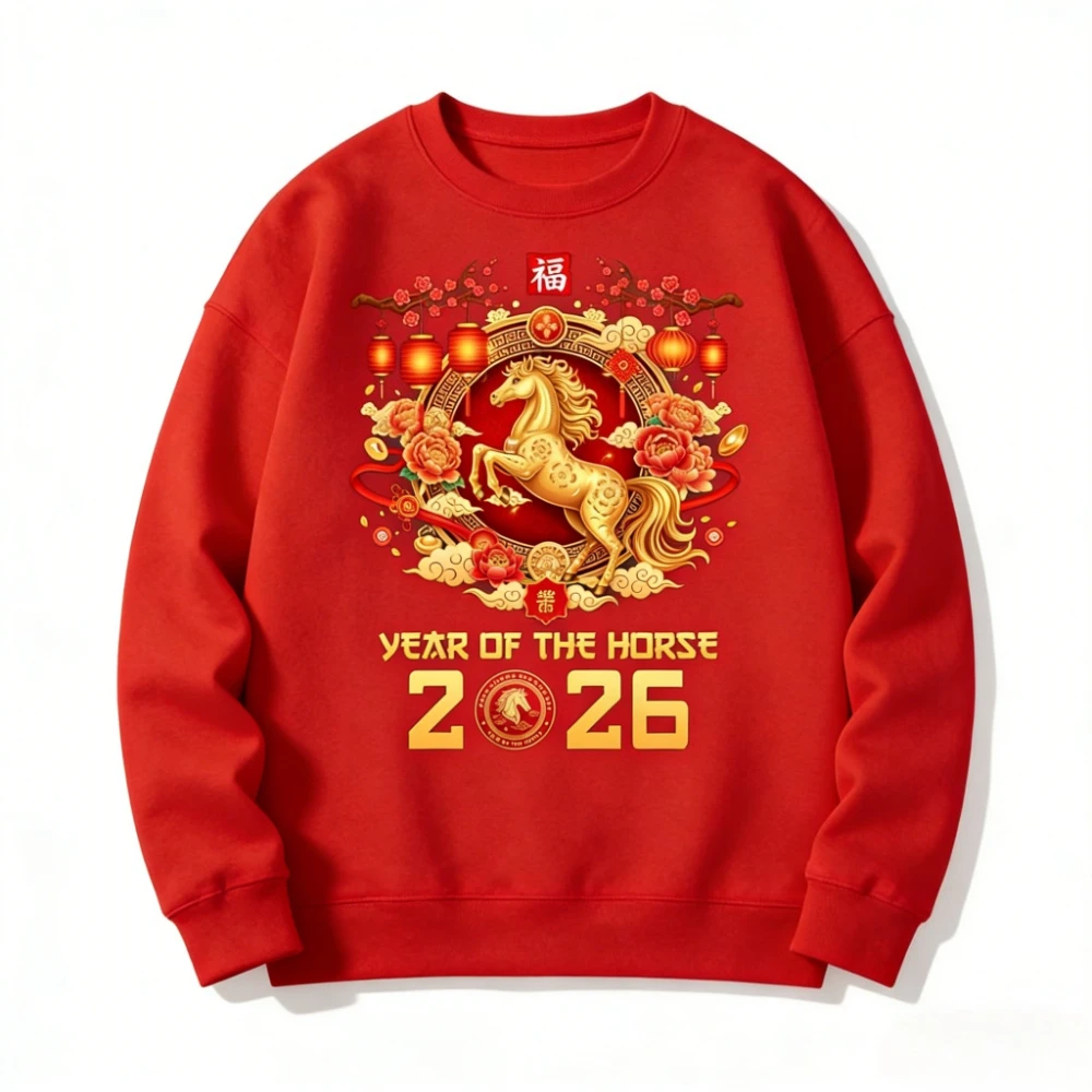 Chinesisches Neujahr, Unisex-Pullover, 2026 Jahre des Pferdes, Sweatshirt, neuester trendiger Stil, Mode, Streetwear, Herren- und Damenbekleidung