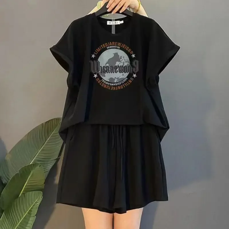 

Large Size Women's Clothing Fashionable Age Reducing Casual Sportswear Set for Women Summer New Loose Slimming Two-piece Set