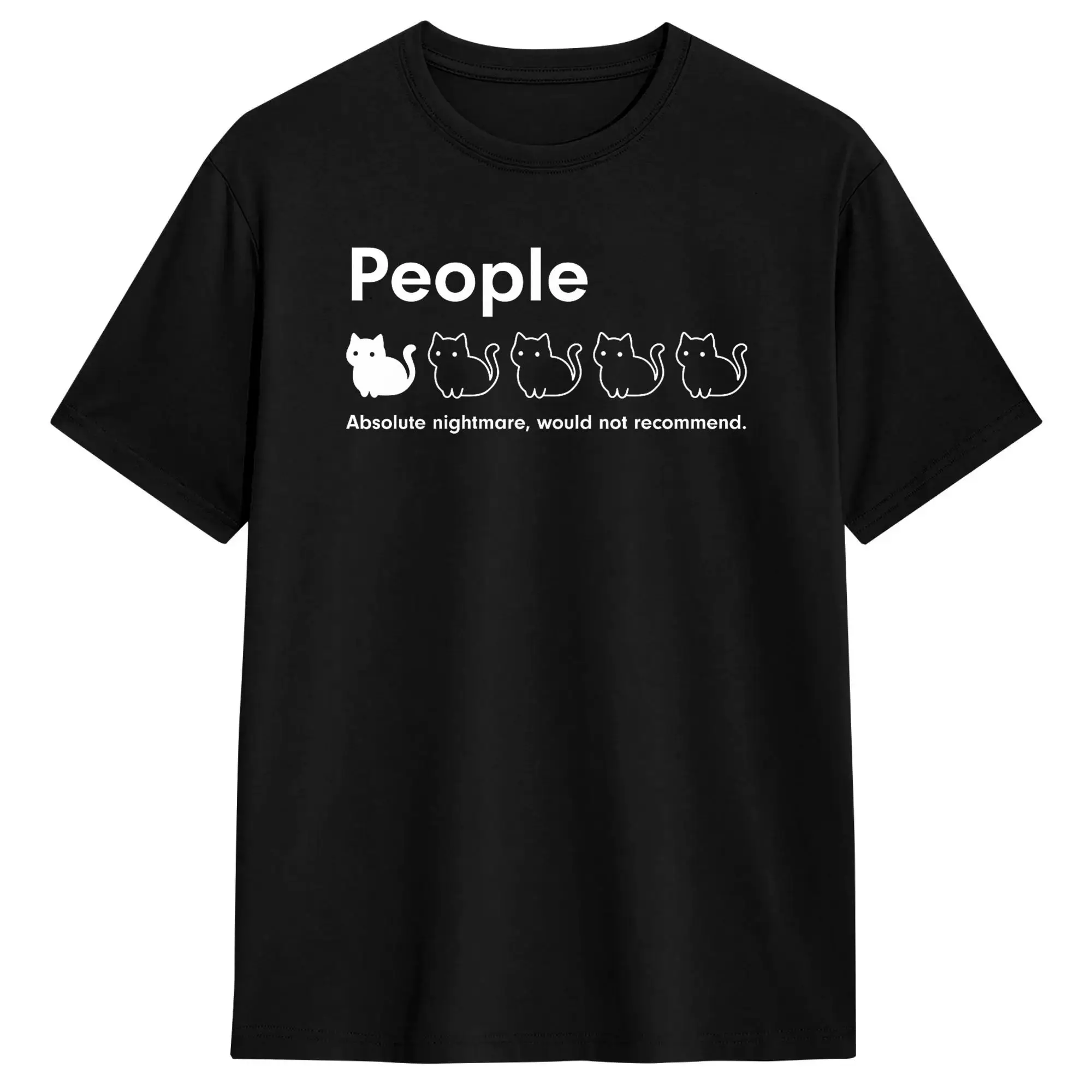 People 1 Star Absolute Nightmare Would Not Recommend Cat T-Shirt Summer  Aesthetic T-Shirts Cotton Harajuku Tshirt For Adult