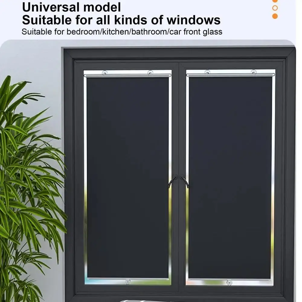 Shutter Retractable Roller Blinds With Suction Cup Portable Roll Curtain Black Black Out Blinds Home