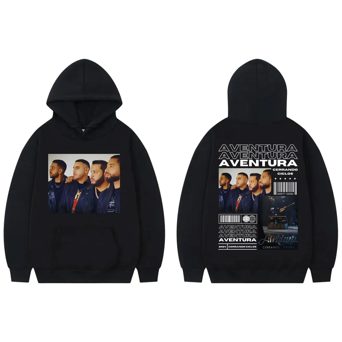 Aventura Cerrando Ciclos Tour hoodies Music album double sided Graphic pullovers fashion vintage oversized Sweatshirts unisex