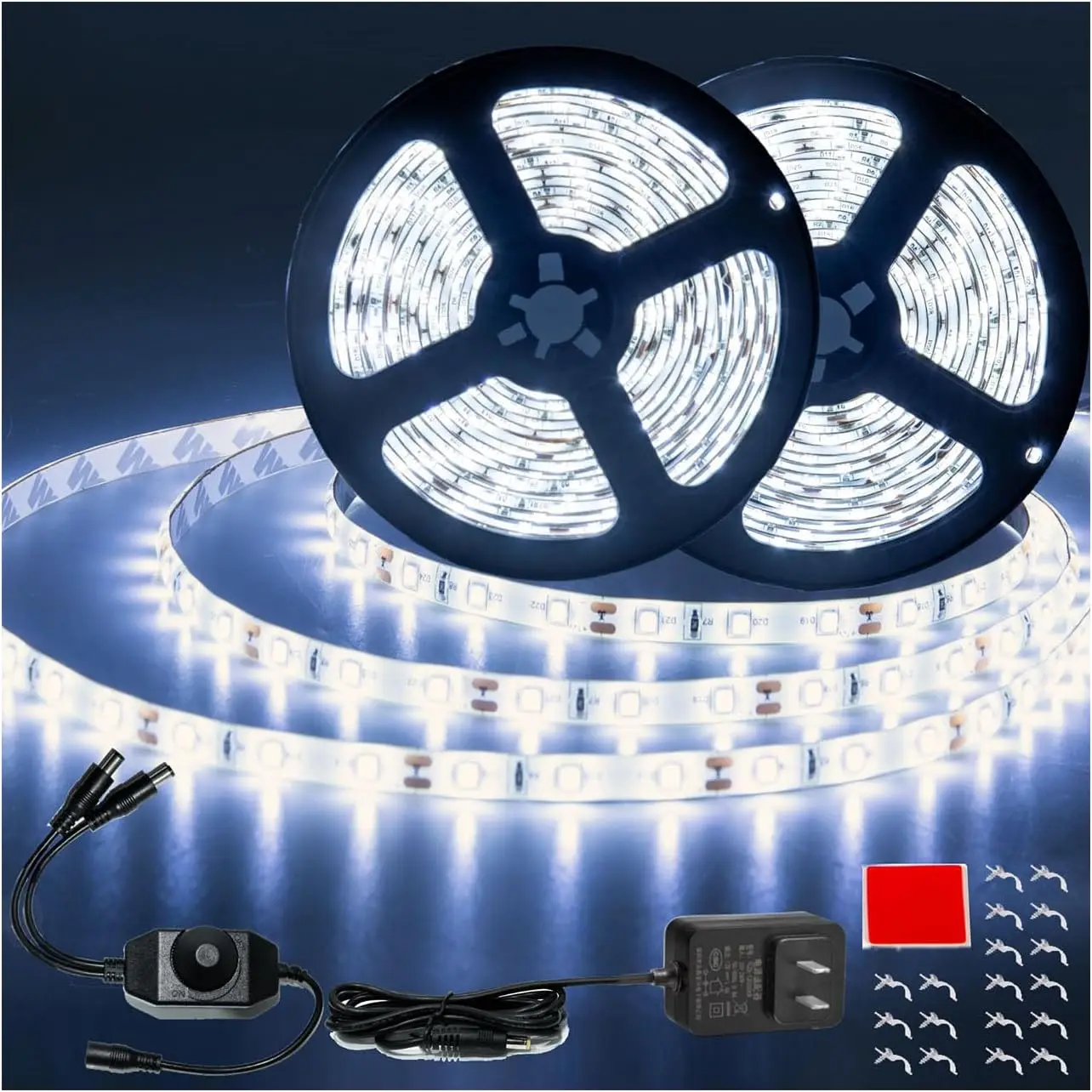 50ft White Led Strip Lights, 12V Outdoor Strip Lights Waterproof Flexible Led Light Strip Indoor Plug in Cuttable SMD2835