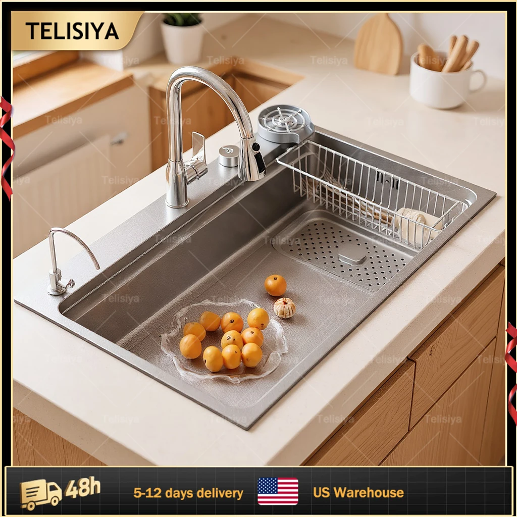 

Undermount Basin 304 Stainless Steel Kitchen Sink Large Single Slot Workstation Sinks For Washing Wegetables And Dishes