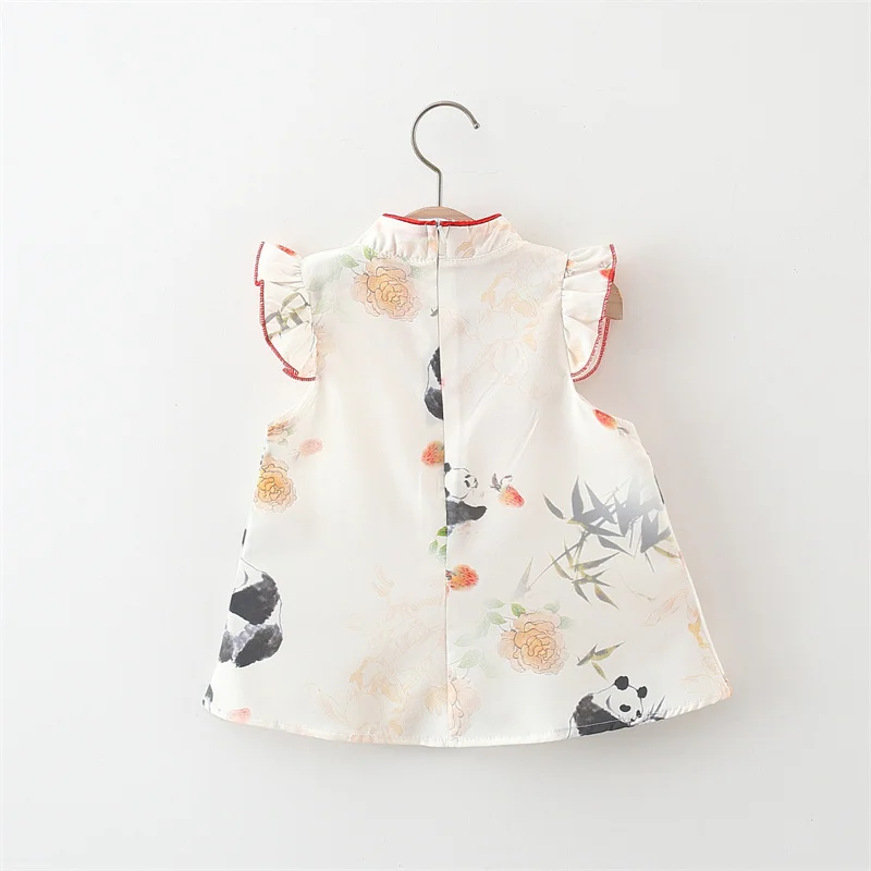 0-3 Y Chinese Style Kids' Cheongsam Retro Baby Girls Panda Dresses Children Ink Painting Costume Newborn Comfortable Outfit