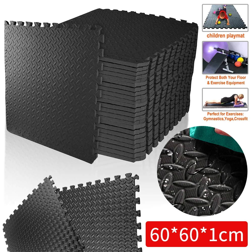 12-teilige Puzzle-Fitnessmatte EVA Ineinandergreifende Schaumstoff-Bodenplatten Sport-Schutzmatte Yoga Heimfitness-Ausrüstung Rutschfeste Bodenmatte mit Blattmuster