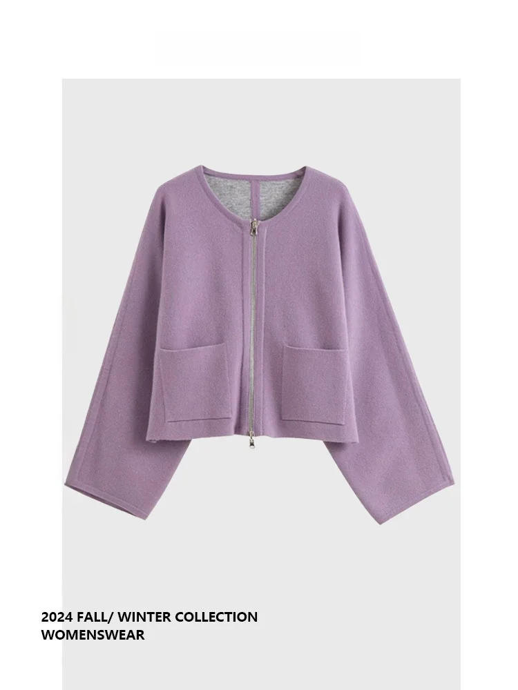 

Elegant Purple Lazy Style Women's Sweater Coat Forever 21 Vintage Design Sensation Outerwear Long Sleeve Autumn Winter