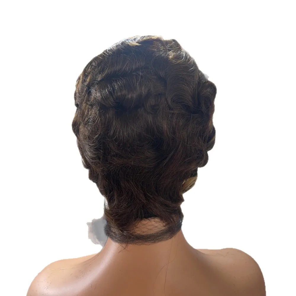 4/27 # 13x4 Lace Frontal Pixie Cut Lockenperücken 8 Zoll Brasilianisches Echthaar Remy Weich Atmungsaktiv Natürlicher Look für Schwarze Frauen Täglicher Gebrauch – Detail 2