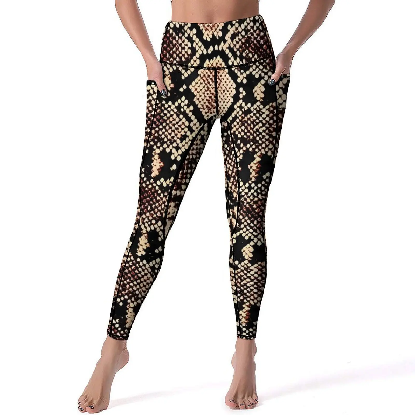 Retro Snake Skin Print Leggings  Workout Yoga Pants Push Up Breathable Leggins Stretch Custom Sport Legging XL XXL