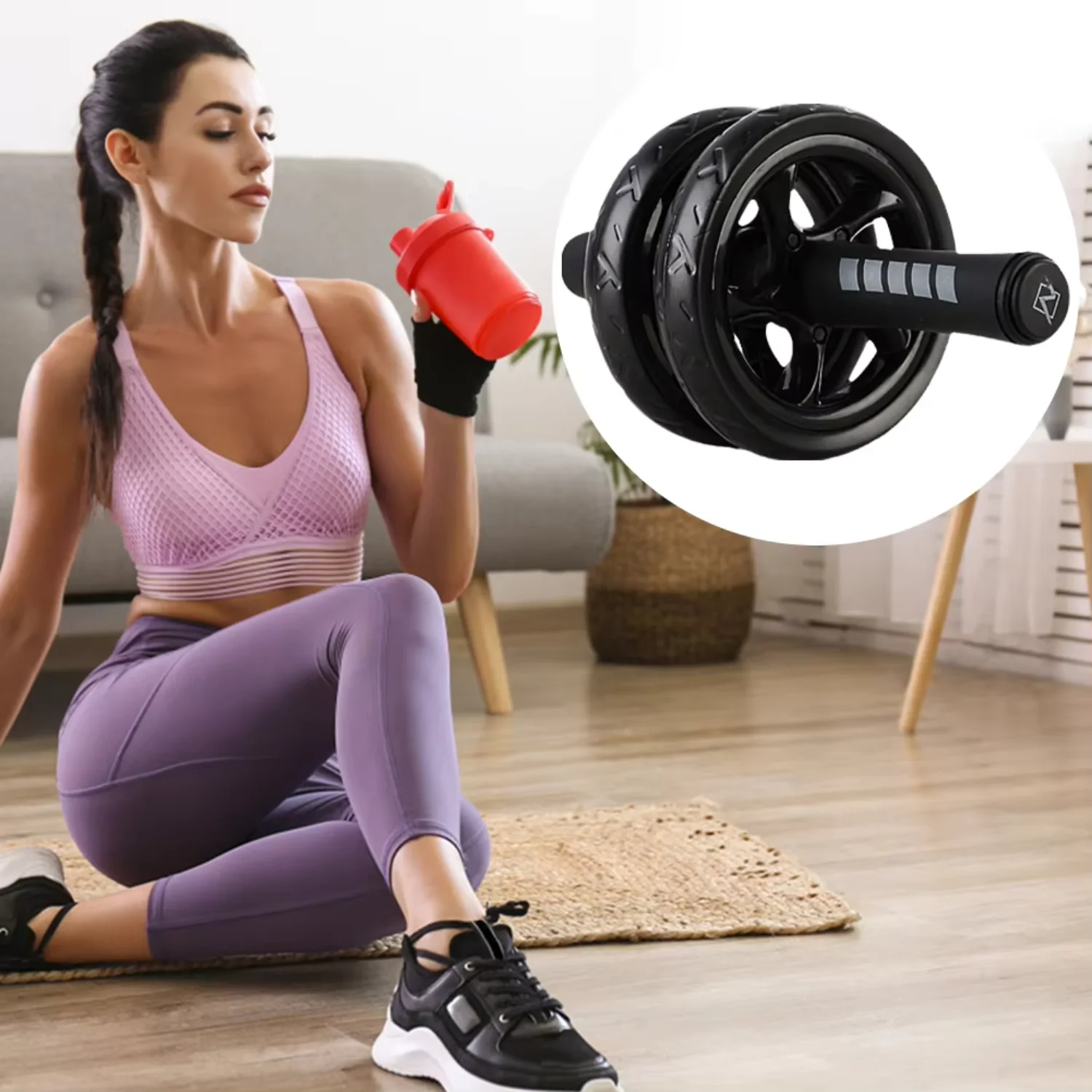 Exercise Wheel No Noise Core Strength Training Roller Wear-Resistant Belly Training Wheel  Gym Strength Workout