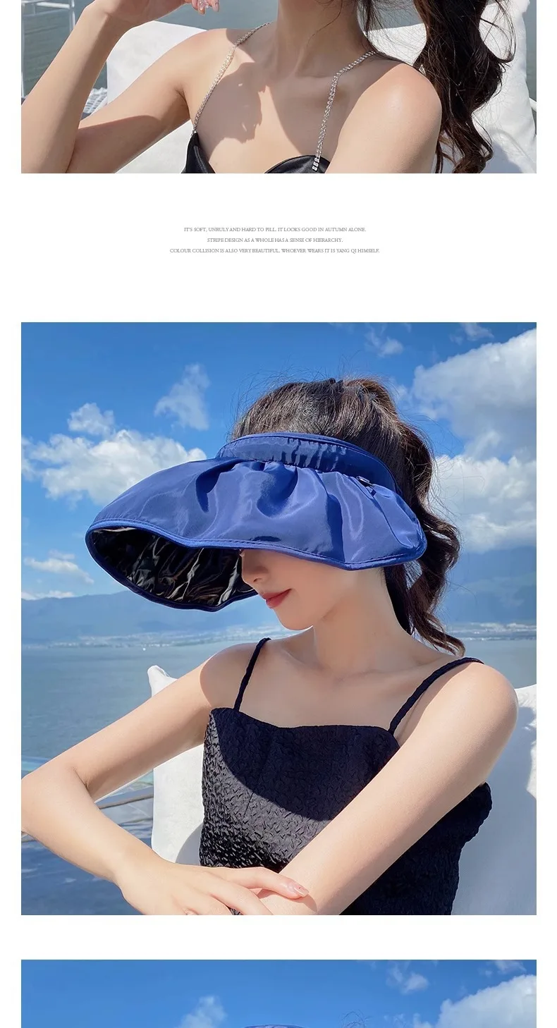 UPF50+ Sonnenblende-Hut, Dual-Use-Vollgesichts-Sonnenschutz, faltbares Stirnband für Strand, Wandern, Outdoor, Sommerhüte für Damen – Detail 12