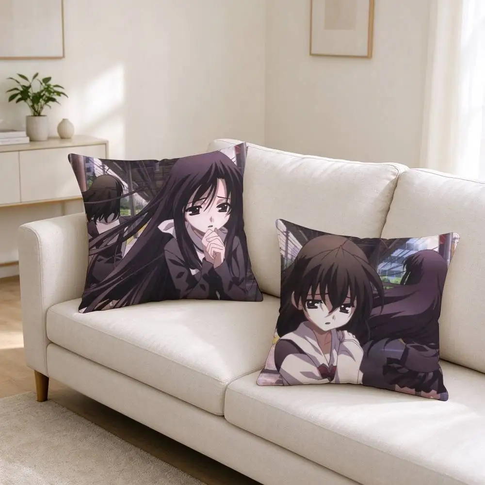 A-Anime  School Days Katsura Kotonoha  Pillow Case Square Double-Sided Sofa Cushion Cover Bedroom Bedside Pillow