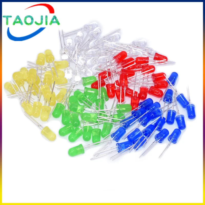 100pcs/lot 3mm 5mm LED Red Green Yellow Blue White F3 F5