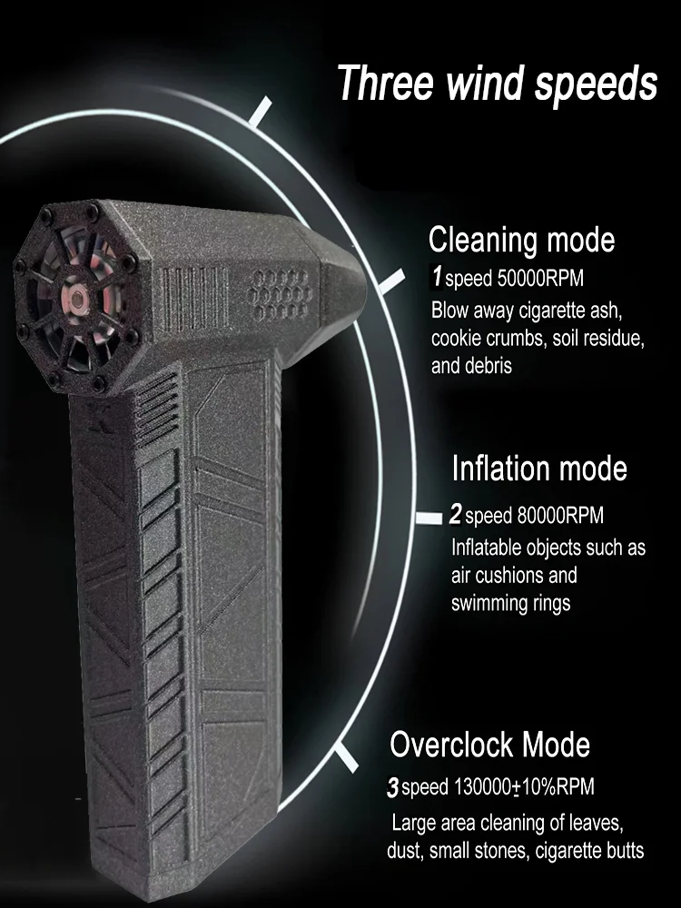 高速充電式ターボファンブロワー,ブラシレス,電気乾燥機,空気乾燥機,130000 rpm,52メートル/秒