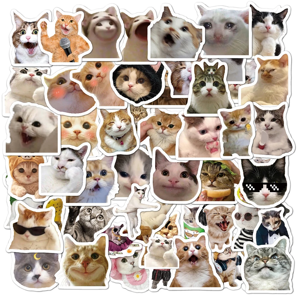 10/30/50 Stück Lustige Katzen-MEME-Aufkleber Spielzeug Cartoon-Graffiti-Aufkleber DIY Notizbuch Motorrad Laptop Handy Niedliche Tier-Sticker-Packs