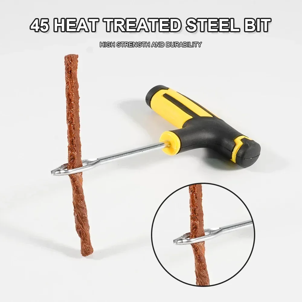 

Tire Repair Kit - Car/Bike Puncture Plug Tool Set with Rubber Strips | Auto Garage Emergency Repair Tools