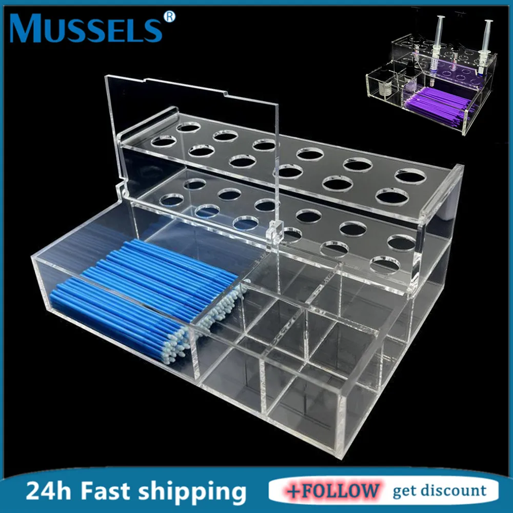 Dental Resin Composite Acrylic Organizer Syringe Adhesive Applicator Dispenser Holder Oral Material Storage Box Dentist Tools