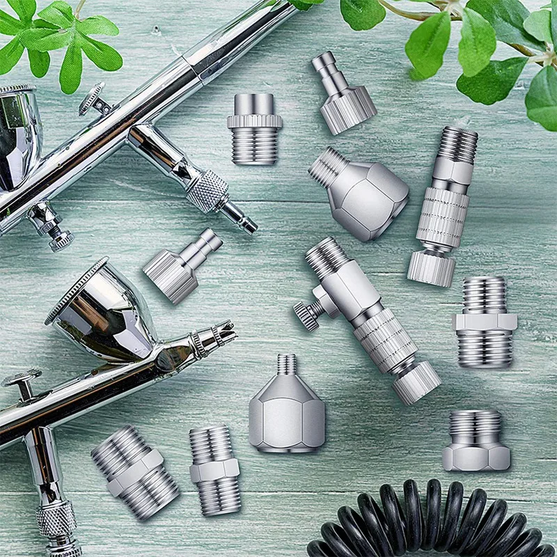 15Pcs Airbrush Adapter Set Airbrush Quick Release Coupling Disconnect Adapter Kit Fitting Connector Set Female Connector