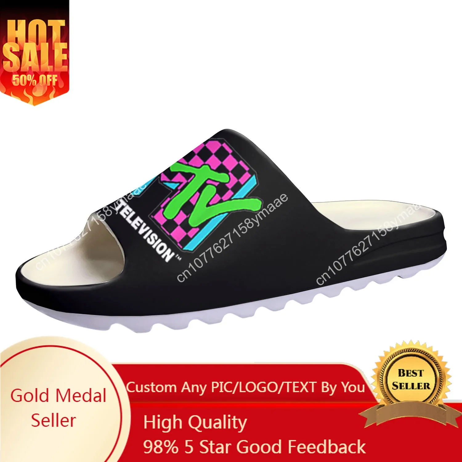 

Mtv Music Television Soft Sole Sllipers Home Clogs Step on Water Shoes Mens Womens Teenager Bathroom Customize on Shit Sandals