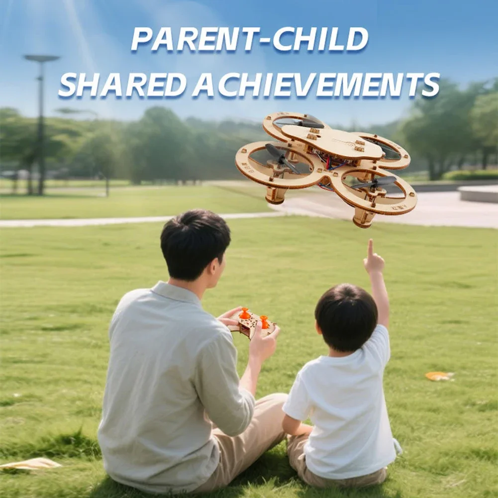 Wooden Assembled Aircraft Model Kit 4-Axis Flight Experimental Remote-controlled Aircraft Model Competition Materials