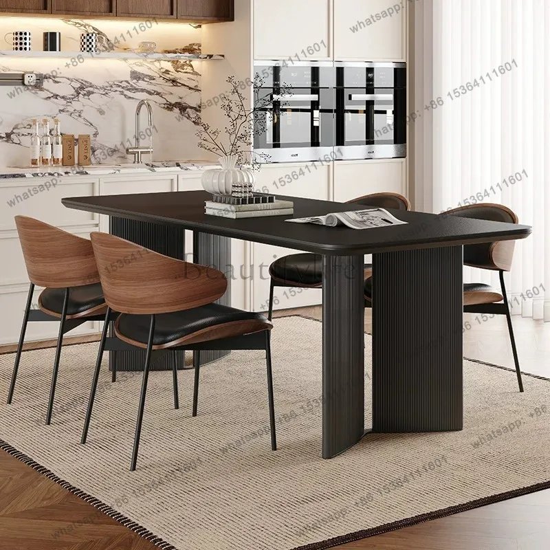 

French retro rock slab dining table Italian minimalist furniture home dining table high sense
