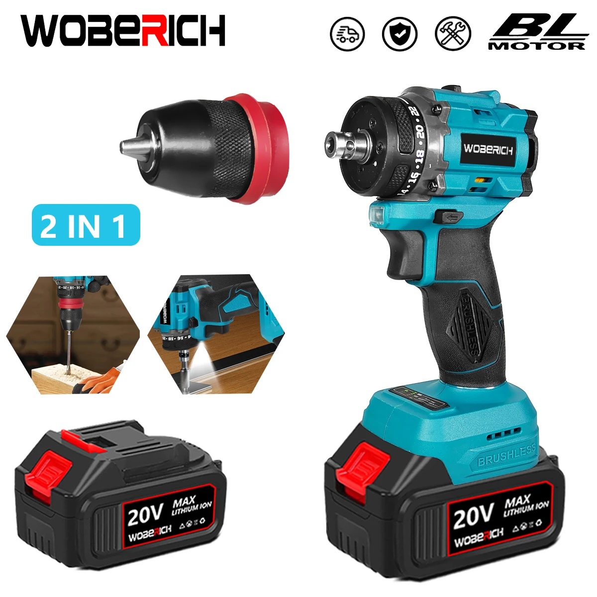 2 In 1 Cordless Bohrmaschine 10 MM Spannfutter Bürstenlosen Schraubendreher Wiederaufladbare Fahrer Handheld Power Tool Für Makita 18 V Batterie