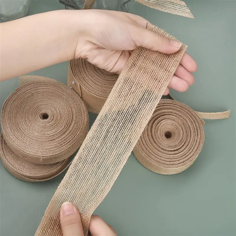 10 Meter 6mm-50mm Natural Vintage Jute Burlap Ribbon For Weddings Belt Strap Floristry Christmas Decoration DIY Gift Packing