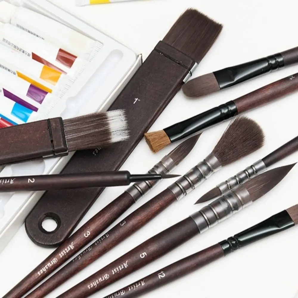 10Pcs 10Pcs/Set Nylon Hair Brushes Painting Brush Set Animal Hair Premium Paint Brush Pen Set Wooden Handle Art Supplies Acrylic