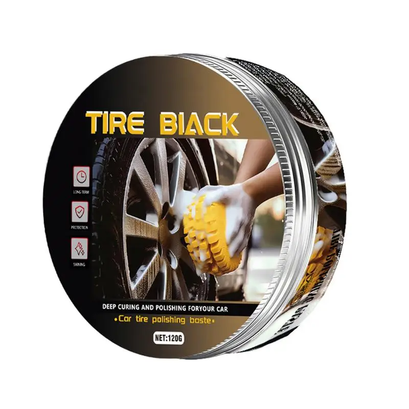 Nettoyant pour pneus et brillance, nettoyant de restauration de revêtement de pneus, polissage durable, revêtement de protection à haute brillance, pâte de rénovation 120g