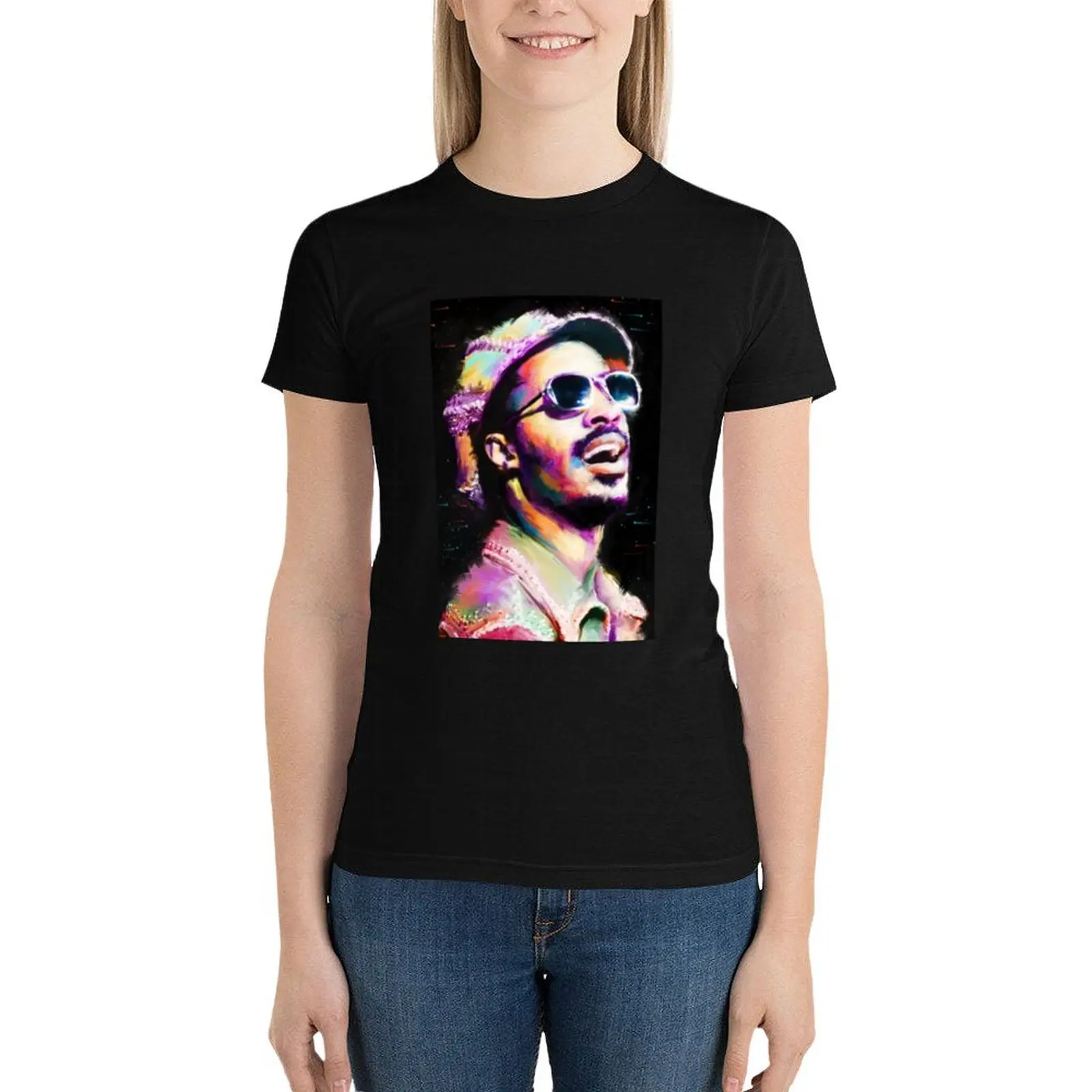 Stevie Wunder abstrakte bunte Pop-Art Stevie Wonder _ T-Shirt Zoll Anime T-Shirts T-Shirts für Frauen Pack