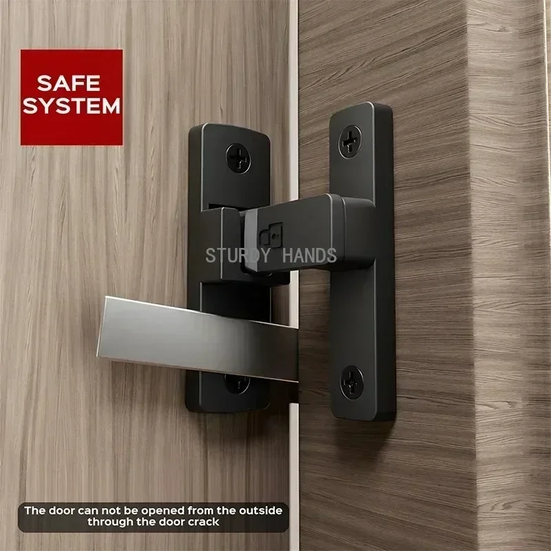 1 مجموعة لكمة خالية 90 درجة مزلاج الباب مشبك 180 °   مكافحة سرقة مزلاج الباب مستودع الحظيرة غرفة الحمام قفل مشبك قفل الباب المنزلق