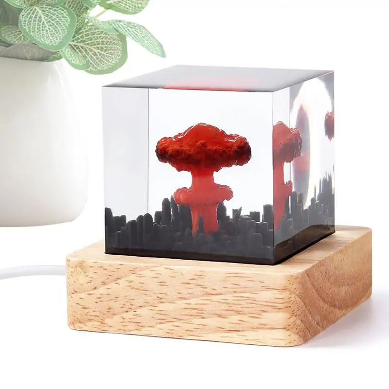 

Cube Resin Table Light USB Bedside Night Lamp Creative Art Decoration Lamp Night Light Cube Shark Diver Decoration Gift Supplies