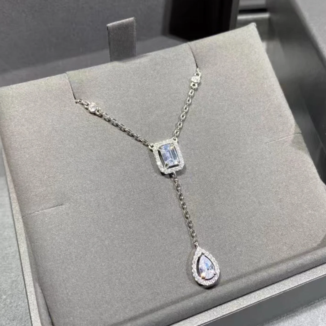 

Boutique Jewelry Classic Waterdrop Series 925 Pure Silver Zircon Women's Necklace Trendy Banquet Jewelry Accessories