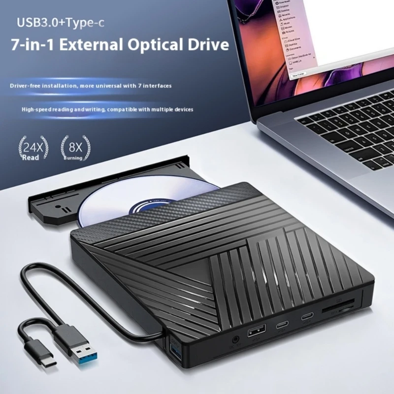 

"USB Type-C External DVD Drive Portable Disc Reader/Writer for Laptop & PC