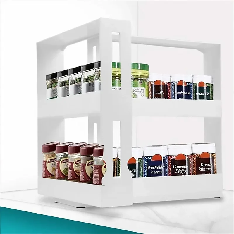 Delicate Spice Rack Double Storage Food Rack Rotating Spice Storage Shelf for Kitchen Bathroom