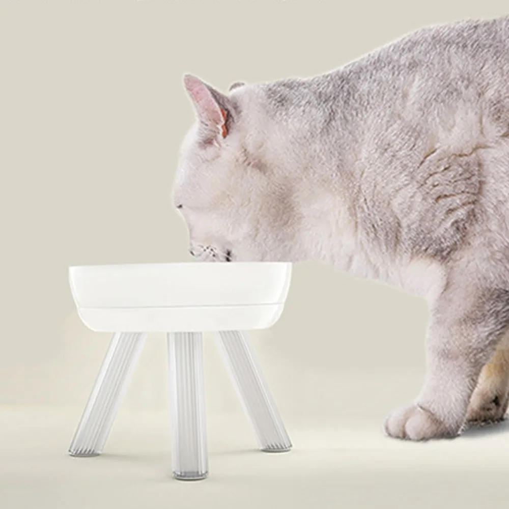 Spine Protective Elevated Cats Dog Bowl Stand Non Slip Base Plastic Pet Food Bowl Holder Pet Feeding Bowl for Dogs Cats