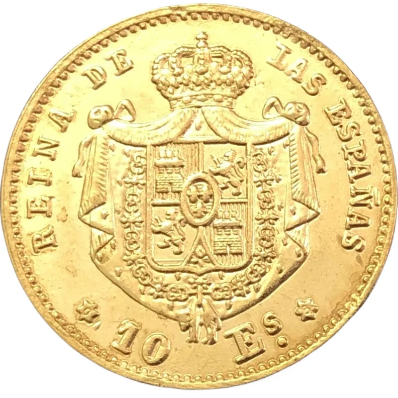 

1868 Spain 10 Escudos-Isabel II Gold Copy Coin