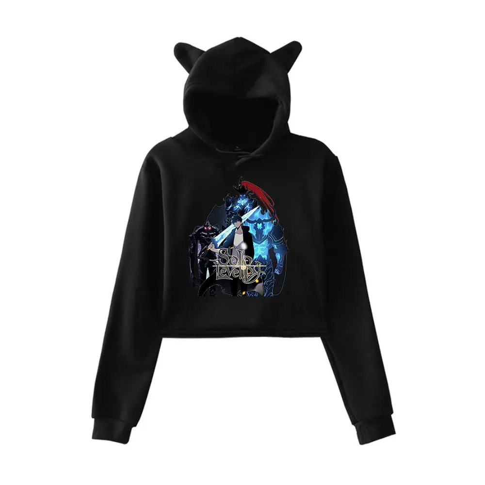 

Solo Leveling Game Vintage 90s Streetwear Hoodie Merch Hoodie Sweatshirts for Girl Cat Ear Crop women Clothing