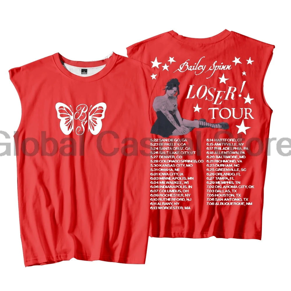 بيلي سبين لوزر تور 2025 تانك القمم للجنسين بلا أكمام الشارع الشهير سترة الرجال النساء ملابس رياضية في الهواء الطلق القمم