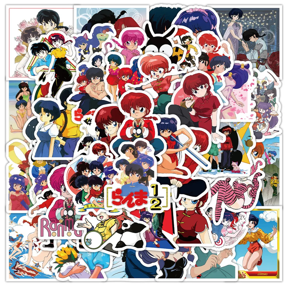 10/30/60 Uds. Pegatinas de Anime Japonés Ranma 1/2, Calcomanías Clásicas de Manga para Maletas, Cuadernos y Laptops, Adhesivos Geniales de Ranma y Akane
