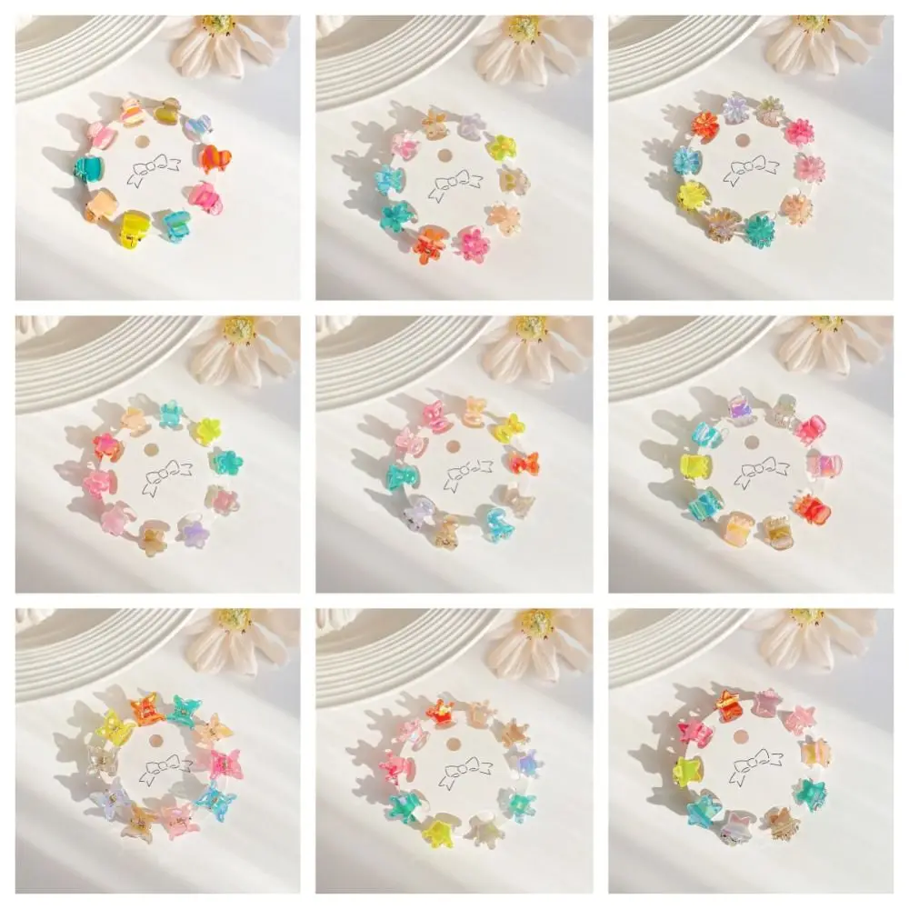 Hair Accessories Mini Hair Claw Hair Clip Transparent Star Hair Crab Clip Barrettes Candy Color Flower Mini Hair Claw Wedding