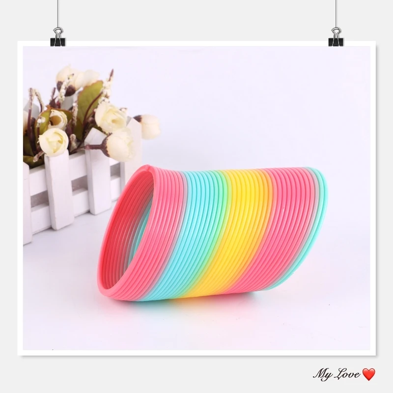 Funny Rainbow Circle Early Development Parenting Educational Folding Plastic Spring Coil Children\'s Creative Magical Toys