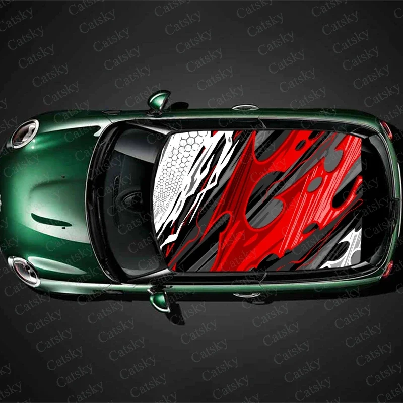 Abstract Racing Stripes Car Roof Sticker Wrap Racing SUV Accessories Packaging Painted PVC Custom Car Graphic Decal