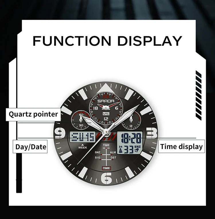 SANDA Neue Business-Quarzuhren für Herren, modisches Edelstahlband, Datum, multifunktionaler Chronograph, 5 Bar, wasserdichte Uhr – Detail 13