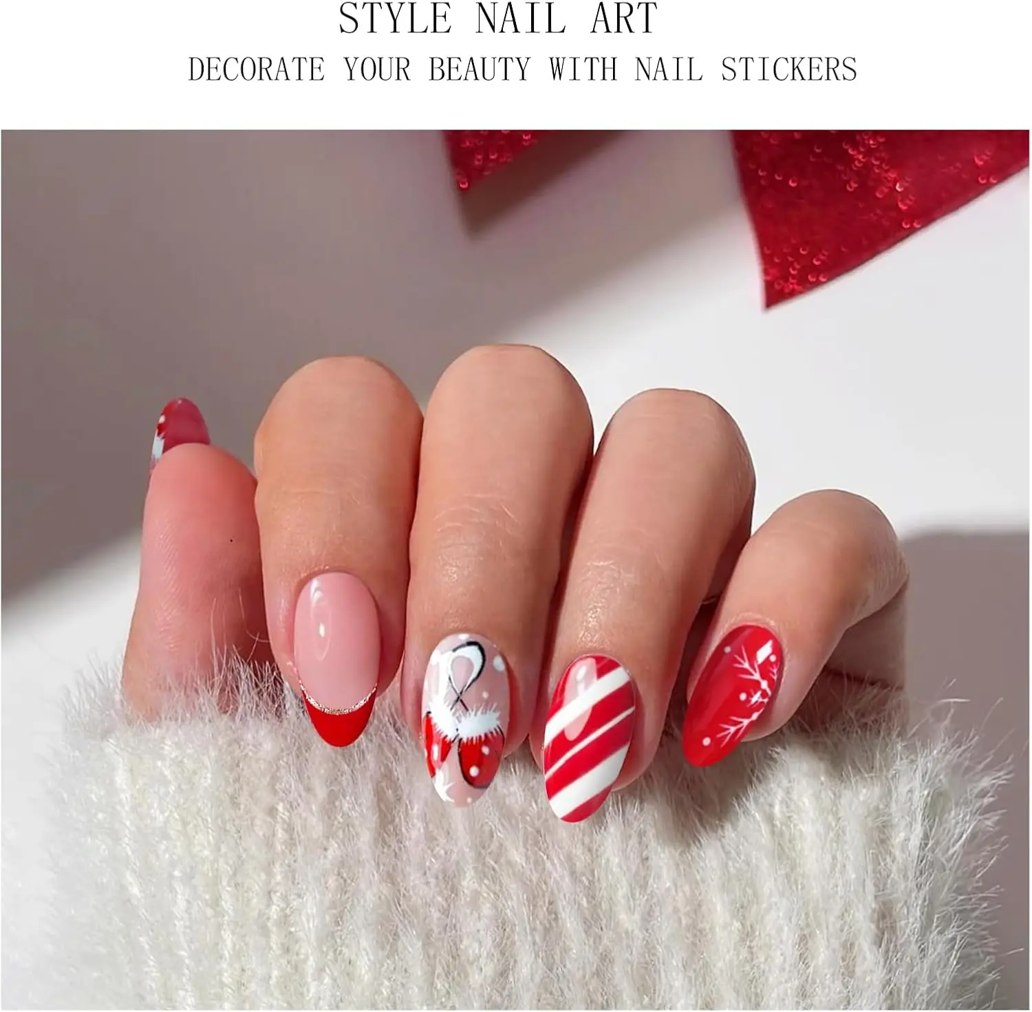 ملصقات أظافر جل ندفة الثلج لعيد الميلاد - شرائط فنية لطيفة للأظافر بالأشعة فوق البنفسجية/LED شبه معالجة