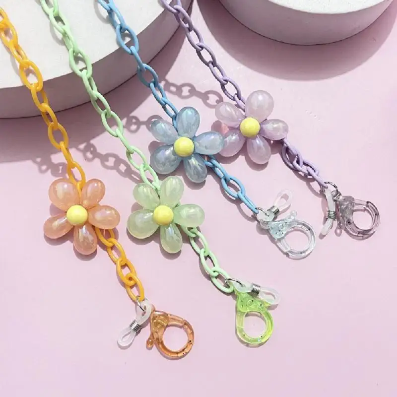 Popular Love Flower Children Mask Chain Candy Color Chain Glasses Chain Anti-lost Chain Lanyard Sunglasses Accessory Necklace