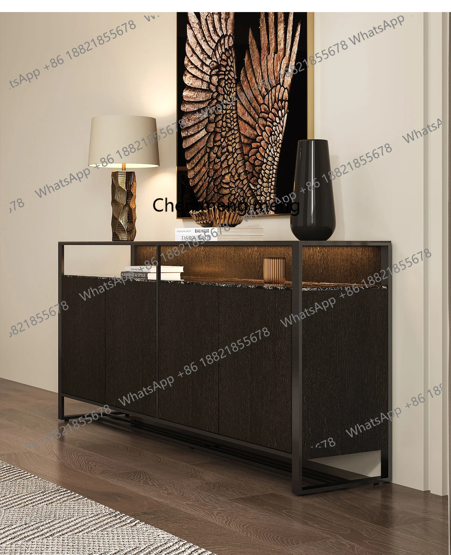 

Italian light luxury dining side cabinet, minimalist entrance cabinet, integrated wine cabinet, living room against the wall