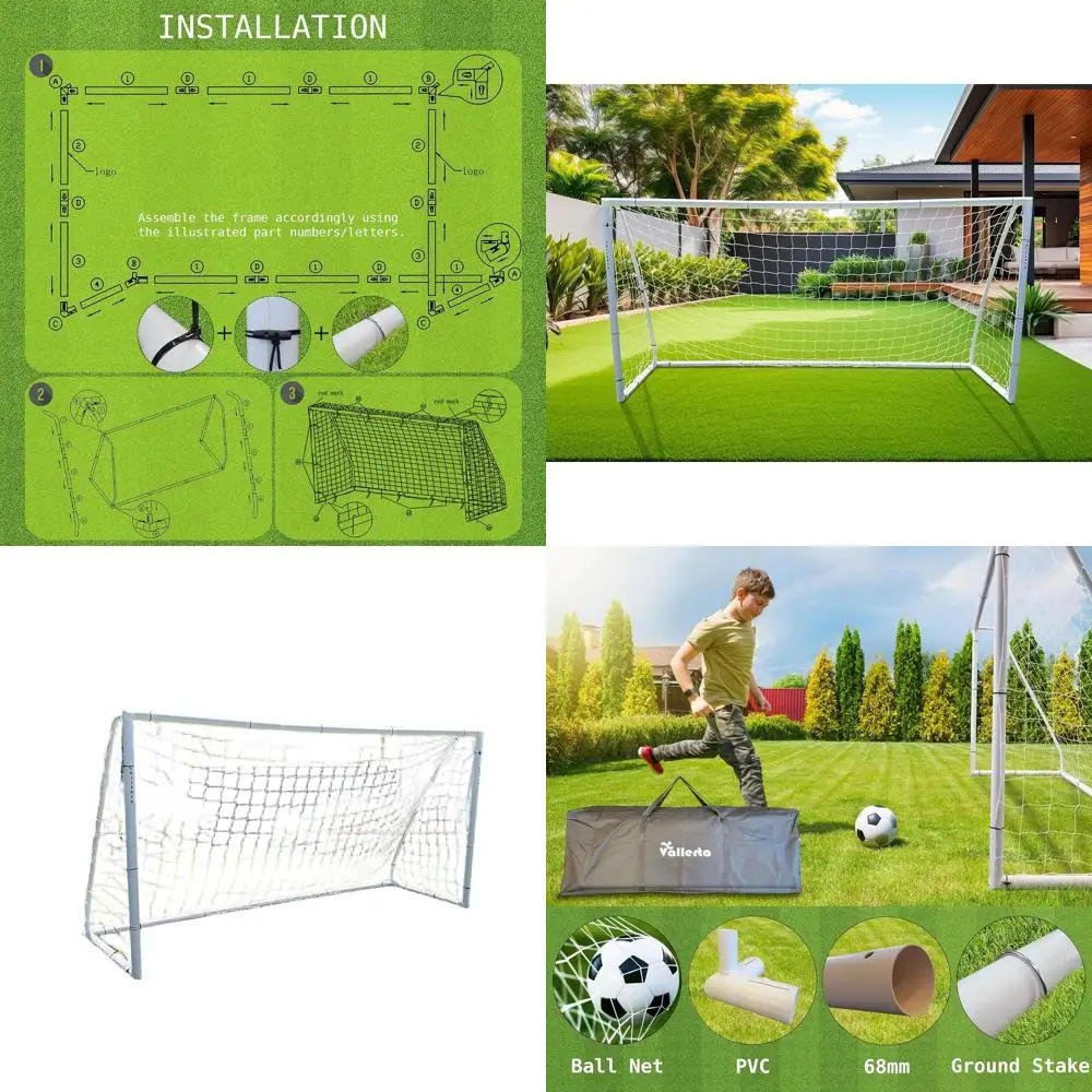 

Portable Youth Soccer Goal - Heavy Duty 62MM PVC with 4mm Weatherproof Net and Carry Bag